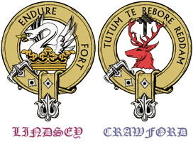 [Image: Lindsey and Crawford family crests]